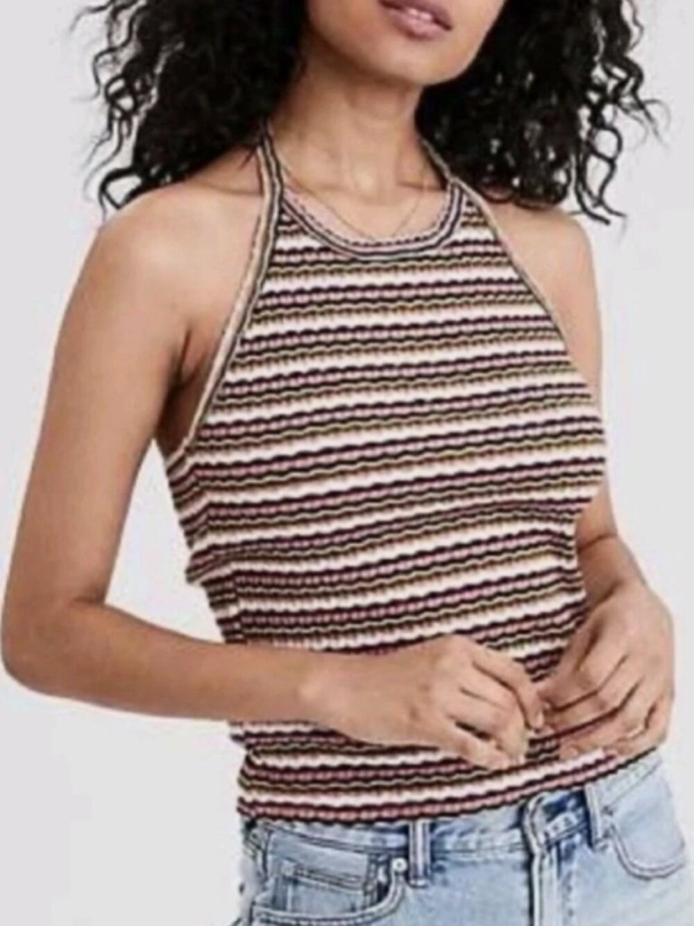 American Eagle Striped Halter Tank Top